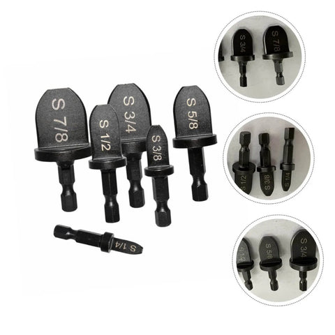 6 Piece Copper Tube Expander Set For Air Conditioner Swaging And Bearing Maintenance Tools Handy Portable Lightweight Drill Bit Swager For Easy Copper Pipe Expansion And Repair set with 5 swaging bits displayed.