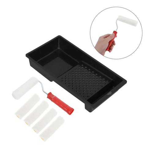 Grab This Killer 4 Inch Mini Paint Roller Kit With Tray For Flawless Furniture And Door Touch Ups Designed For Easy Home Reno Projects And Quick Fixes To Tackle Tight Corners With No Sweat. Image shows a compact roller tray set with paint rollers.