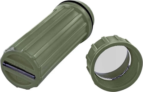 Open 3 In 1 Green Waterproof Match Storage Box With Signaling Mirror And Firestarter Flint For Outdoor Survival Emergency Prep