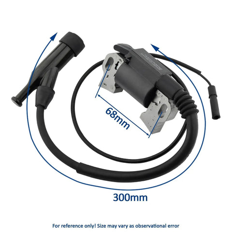 Ignition Coil For Generac GP7500E And Honda GX Series Generators Spark Plug Compatible Replacement, shown with dimensions