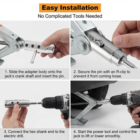 Slick Heavy Duty Trailer Jack Drill Adapter With One Inch Drive Shaft Drop In Cordless Crank Tool installation steps.