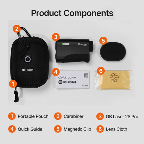 2S Pro Golf Range Finder With Slope And Pin Finder, Measure From Cart On The Fly Up To 1093 Yards, Magnetic Mount components