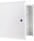 14 Inch Structured Wiring Enclosure With Hinged Door For Home Networks And Security Systems Huge Wire Openings And Extra Knockouts Glossy White EN1450
