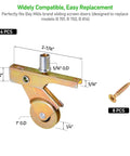 4 Pack Sliding Screen Door Rollers With 1 Inch Concaved Steel Ball Bearings Spring Loaded Arm Rock Solid Adjustable Sleeve And Screws Compatible With Doors And Similar Tension Spring Rollers with measurements.