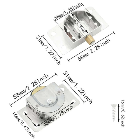 Cabinet Sliding Door Pulley Kit With Screws For Wardrobe And Barn Doors Durable Zinc Alloy Rolling Door Hardware Easy To Install Rust And Corrosion Resistant Smooth Glide Wheels For Closet Cabinets, showing product dimensions.