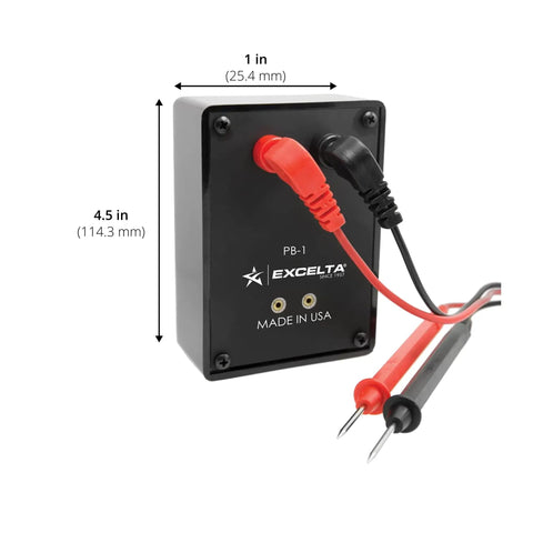 Pocket Transistor And Diode Tester For In Circuit Checks And Continuity Testing, Pro Grade Made In USA with probes and dimensions shown
