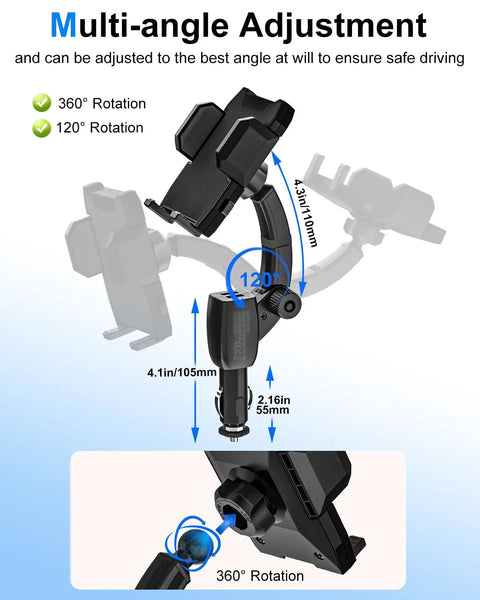 No Sweat Dual Usb Car Phone Mount That Slides Right Into Your Cigarette Lighter Socket For Easy Navigation And Fast Device Charging On Weekend Rides with adjustable angles.