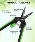 6 Inch Pruning Shears For Razor Sharp Precision Cuts With Easy Grip And High Carbon Steel Blades Nonstick Coating Safety Lock