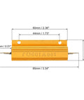 Two Pack 100W 100 Ohm Aluminum Shell Wirewound Power Resistors, Beefy Chassis Mounted with Screws, Golden Aluminum Housing, High Temp Heat Sink