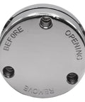 Top view of a metal pressure cooker regulator weight with text 'Remove Before Opening' for Pressure Cooker Regulator Weight That Fits All American Canners From 10.5Qt To 41.5Qt, No-Fuss Auto Pressure Control Valve Keeps Steam In Check And Prevents Overpressure For Safe, Smooth Canning And Cooking.