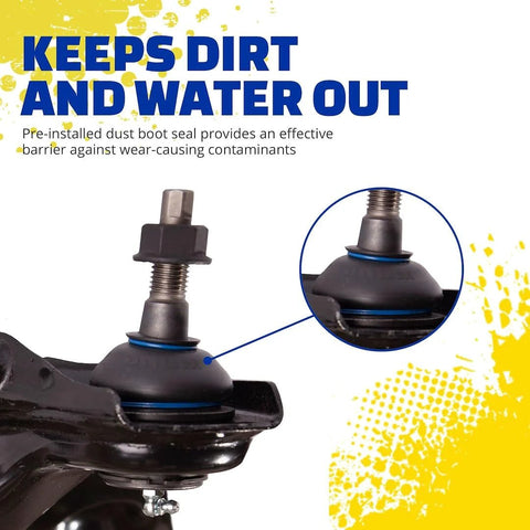 Close-up of the front upper suspension control arm and ball joint assembly for Chevrolet Silverado 2500 HD with boot shield.
