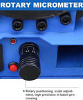 Close-up of rotary micrometer on Badass Hydraulic Hose Crimping Machine With Magnetic Quick Swap Molds for precise adjustments.