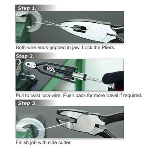 Step-by-step guide using 9 Inch Steel Fuse Pliers With Safety Lock Heavy Duty 3 In 1 Wire Cutter And Twister for precise wire cutting.