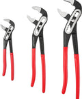 Water Pump Pliers Set 7 Inch 10 Inch 12 Inch With Curved Jaw, Quick Adjustment, 40 Percent Wider Opening, Forged Cr V Steel