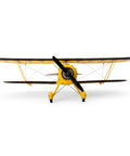 Front view of UMX Waco Yellow RC Airplane Bind-N-Fly BNF With AS3X And Safe Technology, Easy To Fly Micro Warbird.