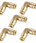 Brass 1/4 Inch 90 Degree Swivel Union Elbow Air Line Connector DOT Approved Five Pack For Pneumatic Tools Built Tough Pro Grade CA360 Brass Fittings, 250 PSI Max, Wide Temperature Range From Minus 40F To 160F, Corrosion Resistant. five brass 1/4 inch 90-degree swivel union elbows