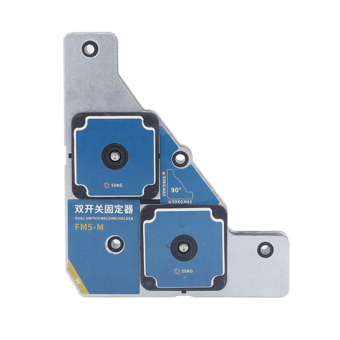 Heavy Duty Dual Switch Welding Clamp With 50KG Magnetic Force For Steel And Iron Plates top view showing dual switch design.