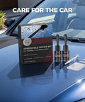 DIY Windshield Crack Repair Kit For All Weather Performance And Quick Fix Glass Repair Tools For Windshields Mirrors And Windows Clear Resin That Fills Cracks Fast Easy To Use Car Glass Repair Set displayed on car hood.