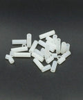 600 Pcs Nylon Spacers Set Unthreaded Round Standoffs 4mm OD 2.8mm ID White Wall Plate Spacers Kit For M2.5 Screws, Clearance Spacers, DIY Electronics, Nerdy Builder Friendly Variety Lengths. White nylon unthreaded round spacers in assorted lengths on black background
