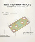 Flat Furniture Connector Plates Pack 10 To 100 With Screws, Heavy Duty 3.15 By 1.5 Inch Cold Rolled Steel Brackets Detail