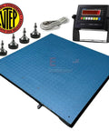 Built Tough Digital Floor Scale With Smooth Roll Ramp For Warehouse Pallet Jacks And Carts, 1000 Lb NTEP Certified Platform with blue steel deck.