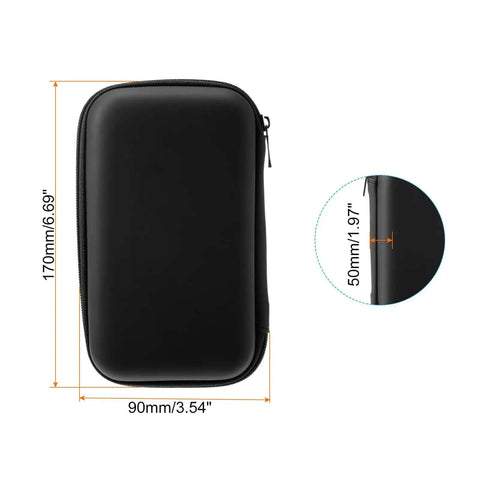 Heavy Duty Eva Hardshell Travel Organizer Case Delivers Slick Knockout Protection For Multimeters Cameras And Charger Cords Through A Tight Zipper That Lets You Pack Up And Roll Out Stress Free On The Road In Matte Black with dimensions 170x90x50 mm.