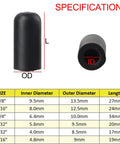 Black cap dimensions from 100 Piece Carburetor And Vacuum Rubber Cap Assortment Set With 6 Sizes Black End Caps For Intake Lines Hoses And Manifolds