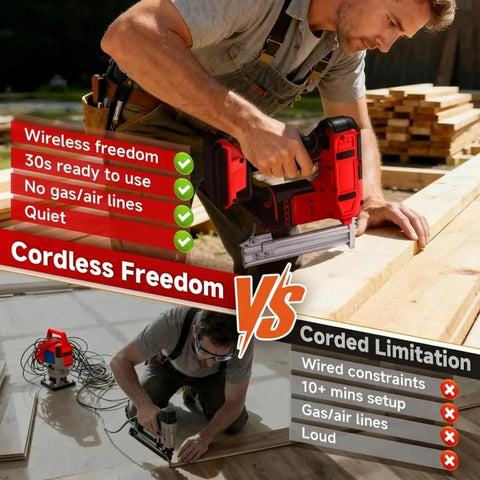 Heavy Duty 2 In 1 Cordless Brad Nailer And Stapler Delivers Spot On Straight Shots For Woodworking And Upholstery Repairs Includes 1200 Nails And Staples For Snappy Grab And Go Setup Ends Cord Knot Frustration Lets You Knock Out Tasks Fast With Raw Power