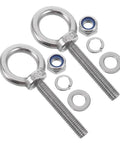 Heavy Duty Stainless Steel Eye Bolts With Nuts And Washers For Concrete Lifting Rigging And Outdoor Anchoring Job Site Staples Tough As Nails For The Daily Grind Tight Thread Design, two eye bolts with nuts and washers.