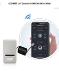 Person holds smartphone showing data from Soil Moisture Tester Kit With 915 MHz GW1200 IoT WiFi Gateway And WH51 Sensor for backyard use.