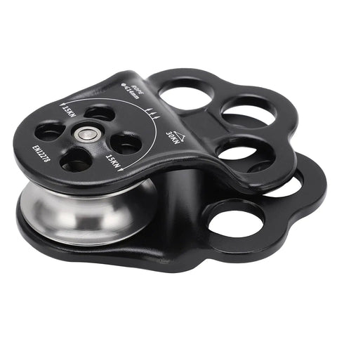 Dual Bearing Hitch Climber Pulley For Arborist Tree Climbing With 3 Hole Side Plate 30kN Load