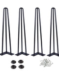 20 Inch Hairpin Table Leg Set With Half Inch Diameter Three Rods Black Mid Century Metal Furniture Feet For Coffee Tables And TV Stands
