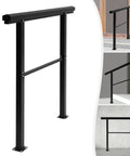 Badass Built Adjustable Stair Handrail Heavy Duty Zinc Steel Safety Railing With Sanded Finish mounted on outdoor steps