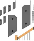 4 Pairs 30 Degree Deck Stair Connectors For Wood Posts 201 Stainless Steel 2x4 Brackets with screws and installed handrail