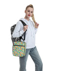 Person holding Desert Cactus Flower Insulated Lunch Bag Tote Portable Lunch Box That Keeps Food Fresh For Hours, colorful design