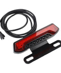 Must Have E Bike Tail Light For 24 To 48V Systems Packed With Super Bright Led Rear Lamp That Flashes During Brakes And Stays Lit At Night Ensuring You Stay Safe And Visible On The Road While Rocking That Cool IPX4 Water Resistance Level. red ABS e-bike tail light with 150cm cable and rear rack mount