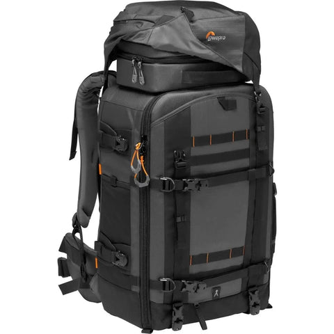 Side view of Pro Trekker BP 550 AW II 40L Camera Backpack For Pro Gear, Rugged, Weatherproof And Durable, Gray with cushioned straps