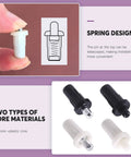 60 Piece 4 Sizes Spring Loaded Cabinet Door Repair Pins Set showing white pin with spring design, black and white options.