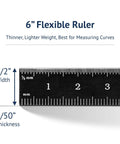 6 inch Kickass Flexible Metric Metal Ruler With Matte Black Chrome Coating, measuring curves with 1/2 inch width.