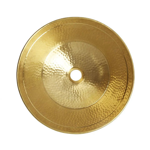 Round Solid Brass Vessel Sink With Hand Applied Champagne Glass Mosaics, 16 Inch, 14 Gauge Heavy Duty Construction, top view
