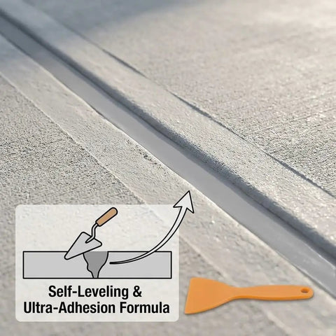 Heavy Duty Waterproof Concrete Crack Filler And Sealant For Driveways And Foundations No Sweat Weatherproof Patching Kit applied in driveway crack.