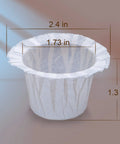 760 Count Disposable Coffee Filters For Keurig Coffee Makers, Fits All K Cups And Reusable Pods Like Solofill EZCup My K Cup EkoBrew Simple Cups, Perfect 1.5 Inch Depth, Easy Cleanup, Keeps Grounds Out shown with dimensions
