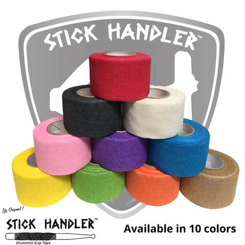 Pro Grade Red Drumstick Grip Tape Delivers Slick Anti Slip Stick Control Crafted From Soft Cotton Gauze Sweat Proof Percussion Gear in ten color rolls.