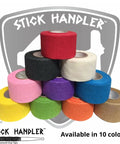 Purple High Tack Drumstick Grip Tape For Tight Control And Zero Slip Percussion Practice With Soft Cotton Gauze Wrap in various colors.