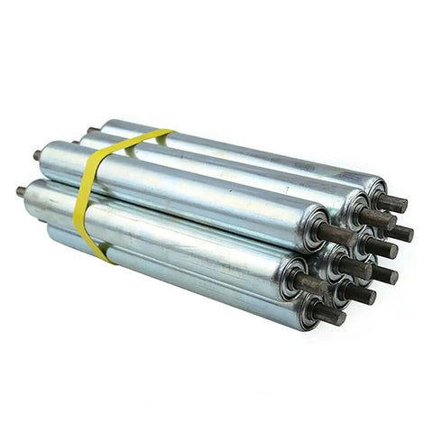 Heavy Duty 1 Pcs Galvanized Conveyor Roller For Industrial Assembly Line Transport Fits Various Systems With Four Diameter Sizes To Stop Rust And Keep Your Production Rolling Smoothly Without Any Fuss, stacked view of rollers.