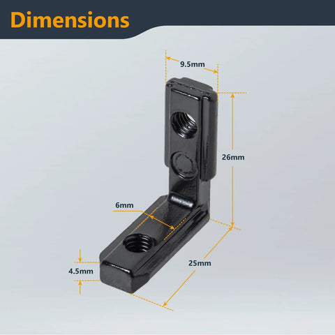 Bad Boy L Shape Inside Corner Brackets For T Slot And V Slot Aluminum Extrusion With Zinc Alloy Kit dimensions 26mm x 25mm.
