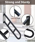 Two Pack 26 Inch U Shaped Stair Handrails With Extra Crossbars, Wall Mounted Grab Bars for stairs, black matte finish, detail view