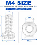 Dope Transparent M4x12mm Acrylic Screws With Matching Hex Nuts Kit No Sweat Assembly Sweet For DIY Model Building Display Cases Straight Up Quality Bangin 35 Piece Hardware Set, M4 size with dimensions.