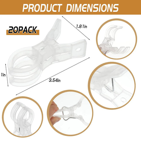 20 Pack Crystal Clear Balloon Arch Clips Plastic Spring Clamps Hold Backdrops Tight For Valentine's Day Wedding Birthday Party Decoration And Holiday Crafts That Are Super Cool. 3.54 x 1.81 in clear PTE spring clip