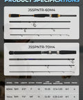 Diagram showing 4 Piece Travel Spinning Rod for Freshwater and Saltwater, 7 Foot Heavy Power Carbon Fiber Portable Fishing Pole details.
